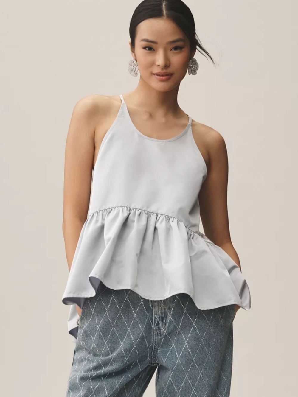 Let Me Be Anthropologie NWT Shine Halter Babydoll Tank Large